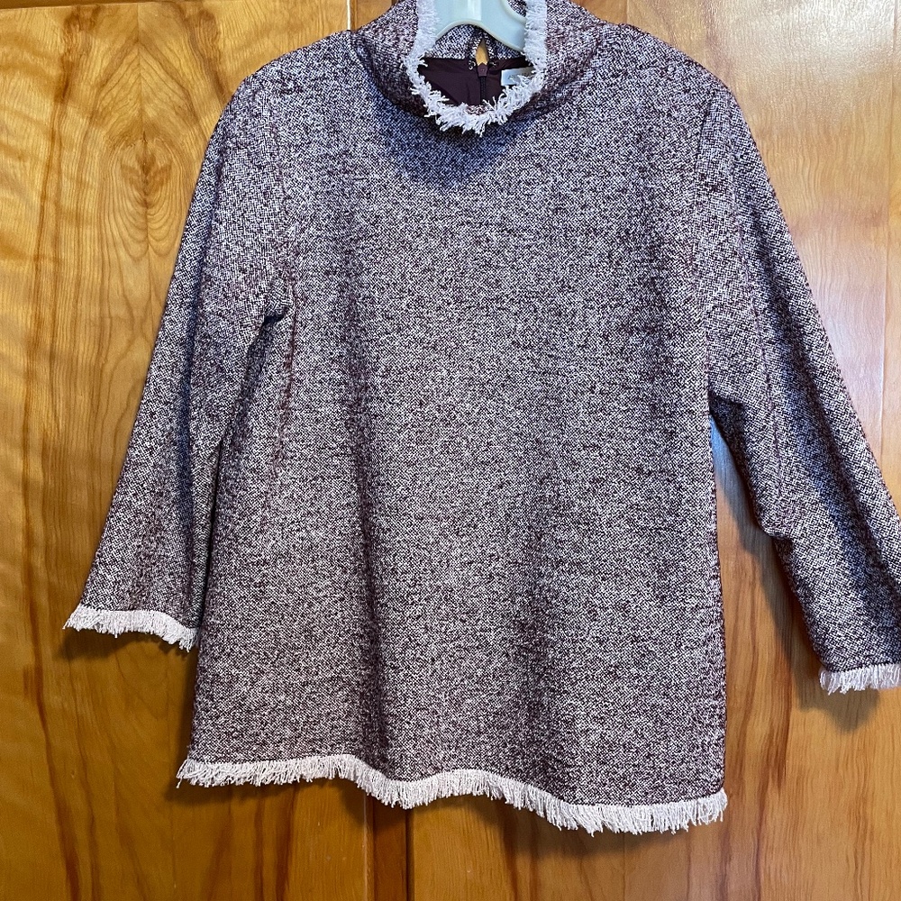 Wool tunic top ANN MASHBURN  size S Burgandy and excellent condition